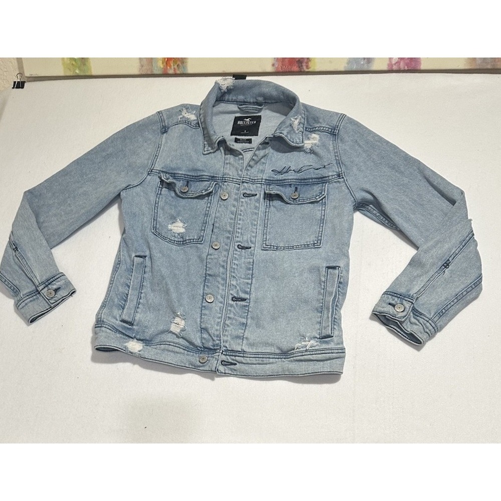 Hollister Mens  Distressed Stretch Jean Jacket Size‎ Small